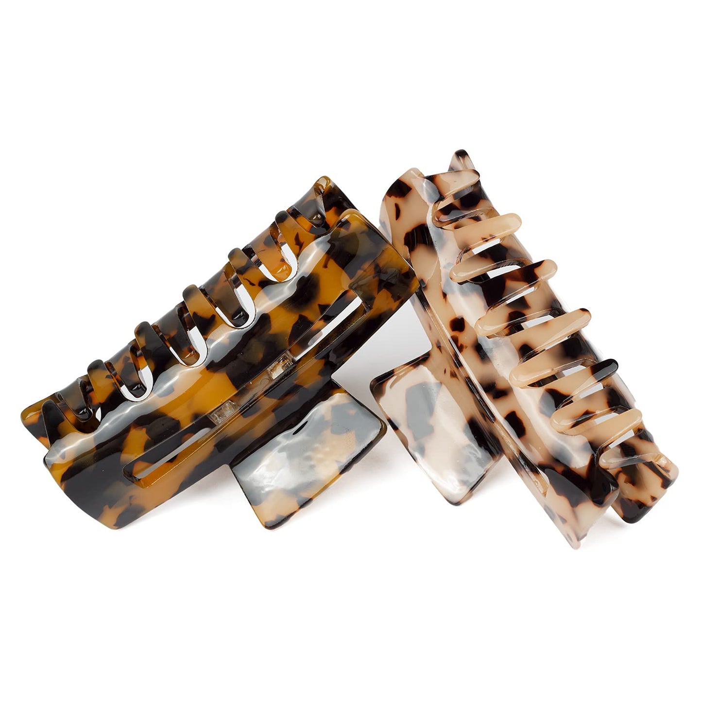 JIRIS 2PCS 3Inches hair claw clips Banana Clips Barrettes French Design celluloid Leopard print Large Rectangular amber Fashion Accessories for Women hair clipe