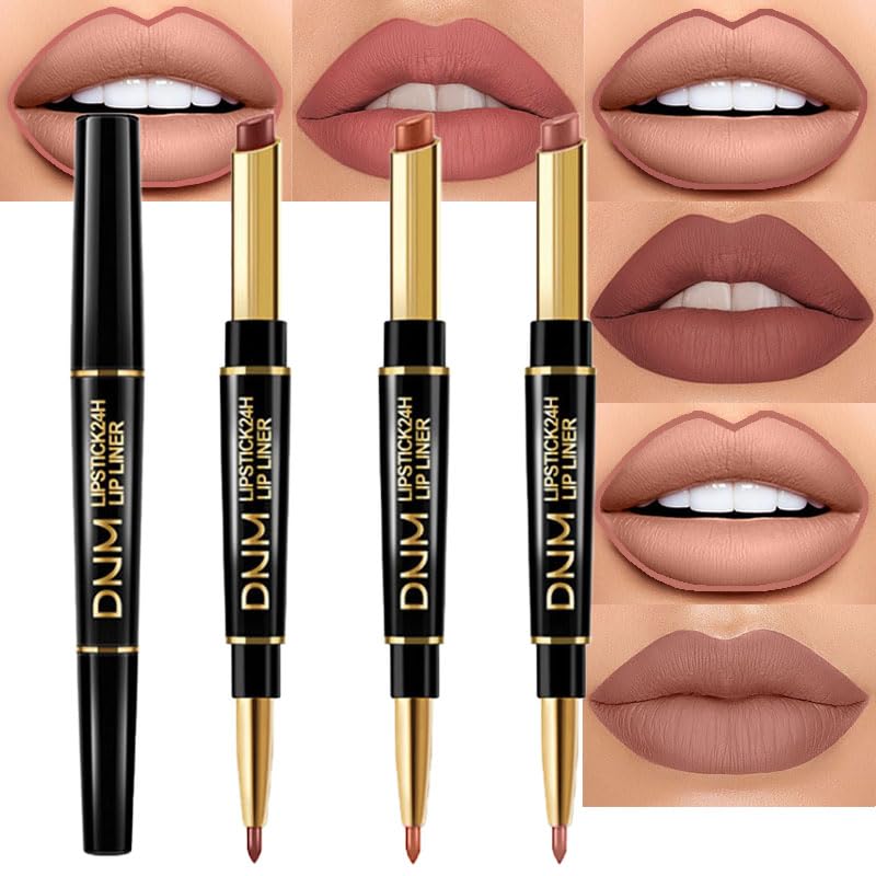 3Pcs Matte Lip Liner & Lipstick Combo Set - 24Hr Waterproof