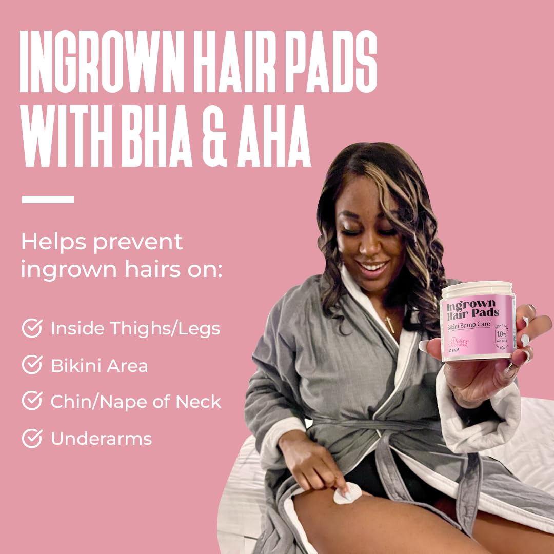 Prevent Ingrown Hairs and Razor Bumps - Ingrown Hair Treatment for Bikini Area and Razor Bumps - Ingrown Hair Pads with BHA & AHA Topicals for Razor Burns, Razor Bump Stopper After Waxing Skin Care