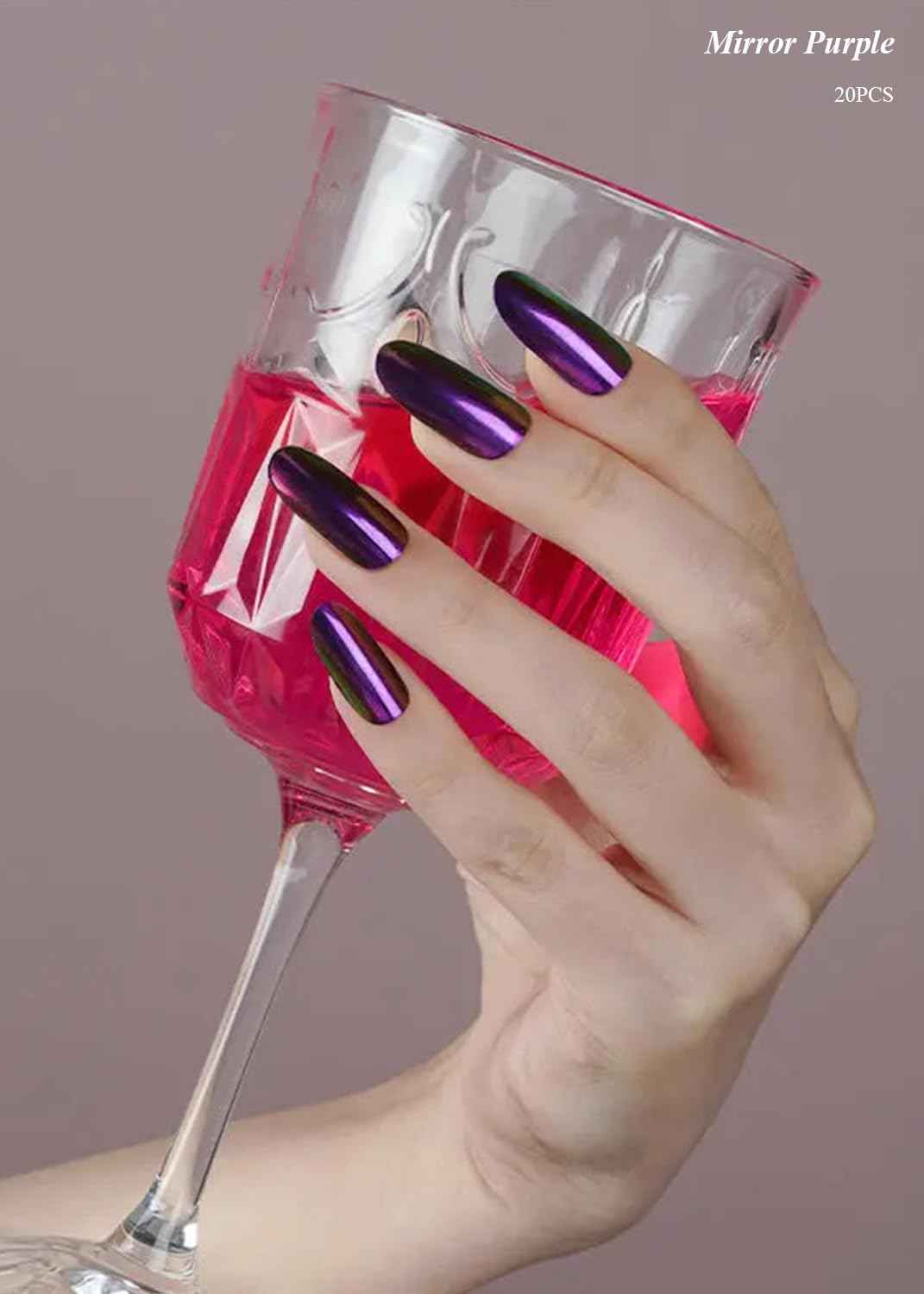 AutyaMee Semi Cured Gel Nail Strips (Mirror Purple), Chameleon, 20 Pcs Gel Nail Wraps, Stickers, Salon Quality, Long Lasting, Works with Any UV Lamps