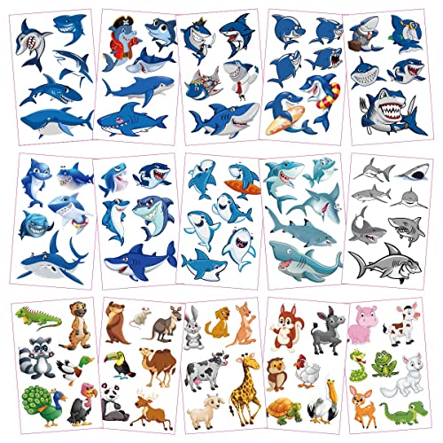 30 Sheets (210pcs) Animals¡¢Shark¡¢Cars waterproof Temporary Tattoos For Kids,Cartoon Mixed Styles Tattoos, children's Fake Tattoos stickers toys,boys temporary tattoos, Party Supplies Gifts