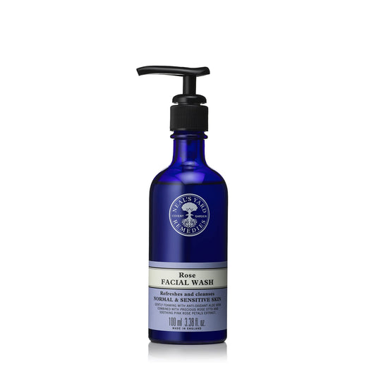 Neal's Yard Rehydrating Rose Face Wash, Soothing & Balancing for All Skin Types, With Aloe Vera & Rose Otto, Vegan Approved & Cruelty-Free, 100mL