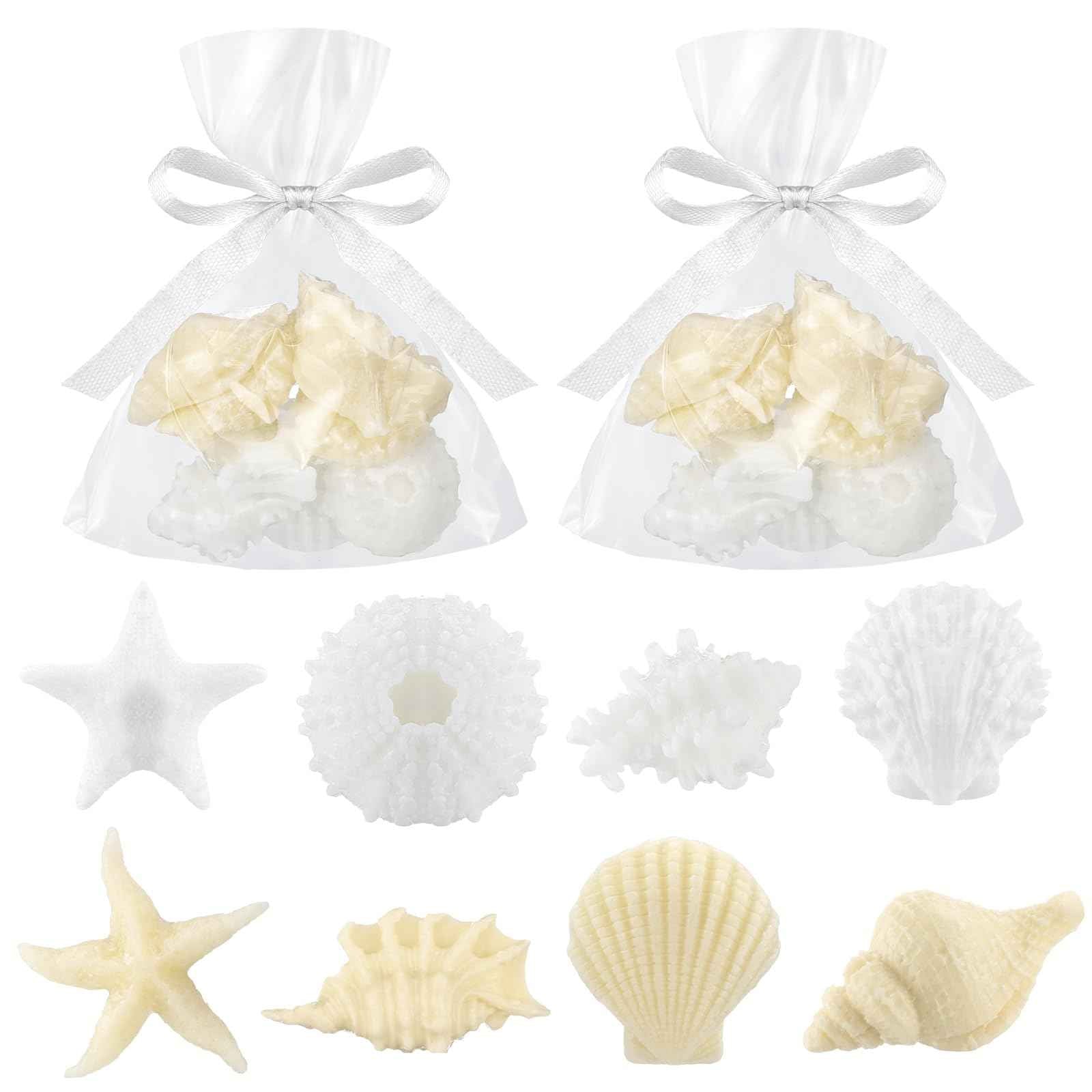 Lineshading 200g Sea Glass Soap Decor White Seashell Decorative Soaps for Bathroom Home Decor Beach Wedding Nautical Wedding Party Favors Beach Bridal Shower Favors