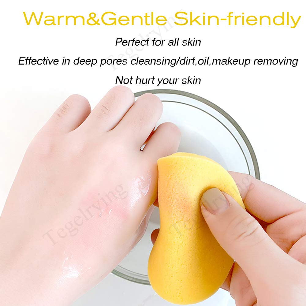 Facial Sponge Compressed,240 Count PVA Professional Makeup Removal Wash Round Face Sponge Pads Exfoliating Cleansing for Women with a Natural Loofah Sponge for Body Washing,Yellow