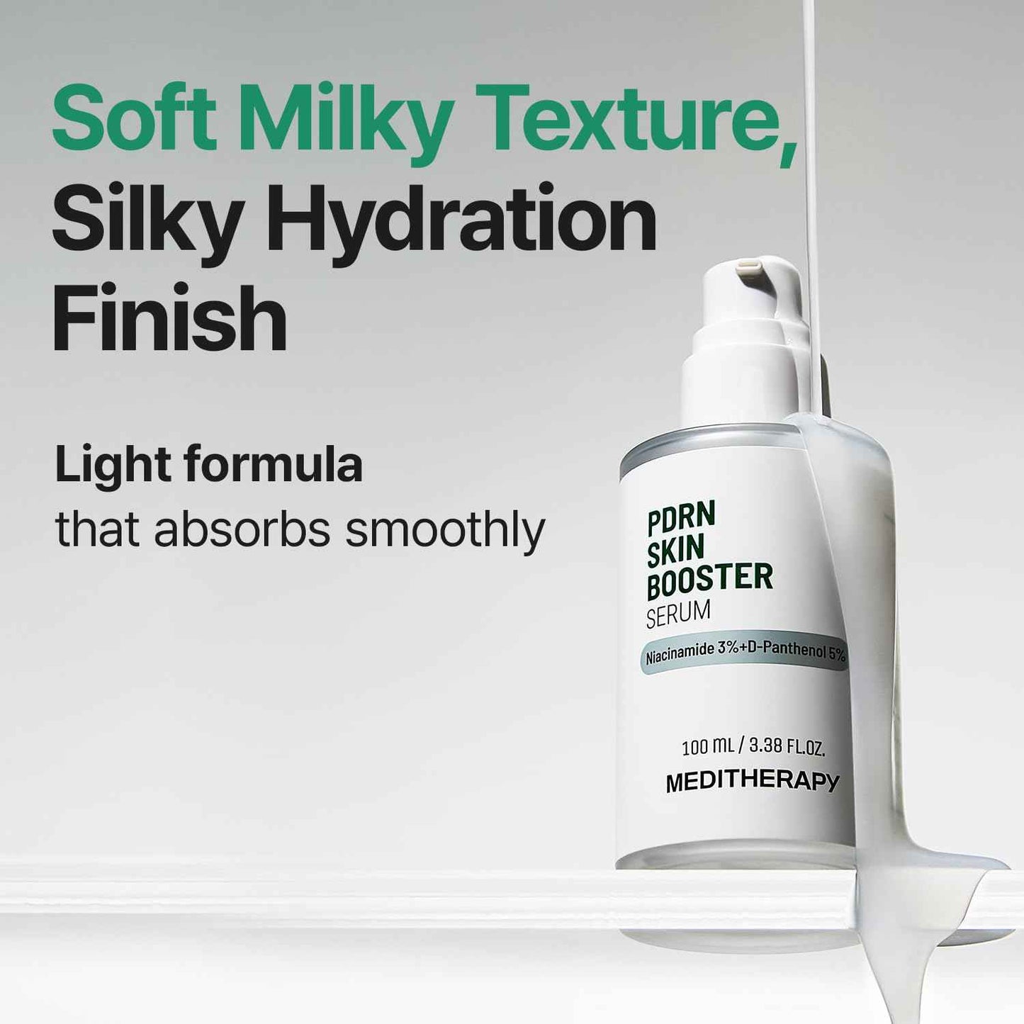 Meditherapy PDRN Skin Booster Serum – Centella PDRN & D-Panthenol for Redness Relief and Rejuvenation, Gentle Cica Facial Serum for Sensitive Care, Korean Skin Care, 100 ml (3.38 fl.oz)