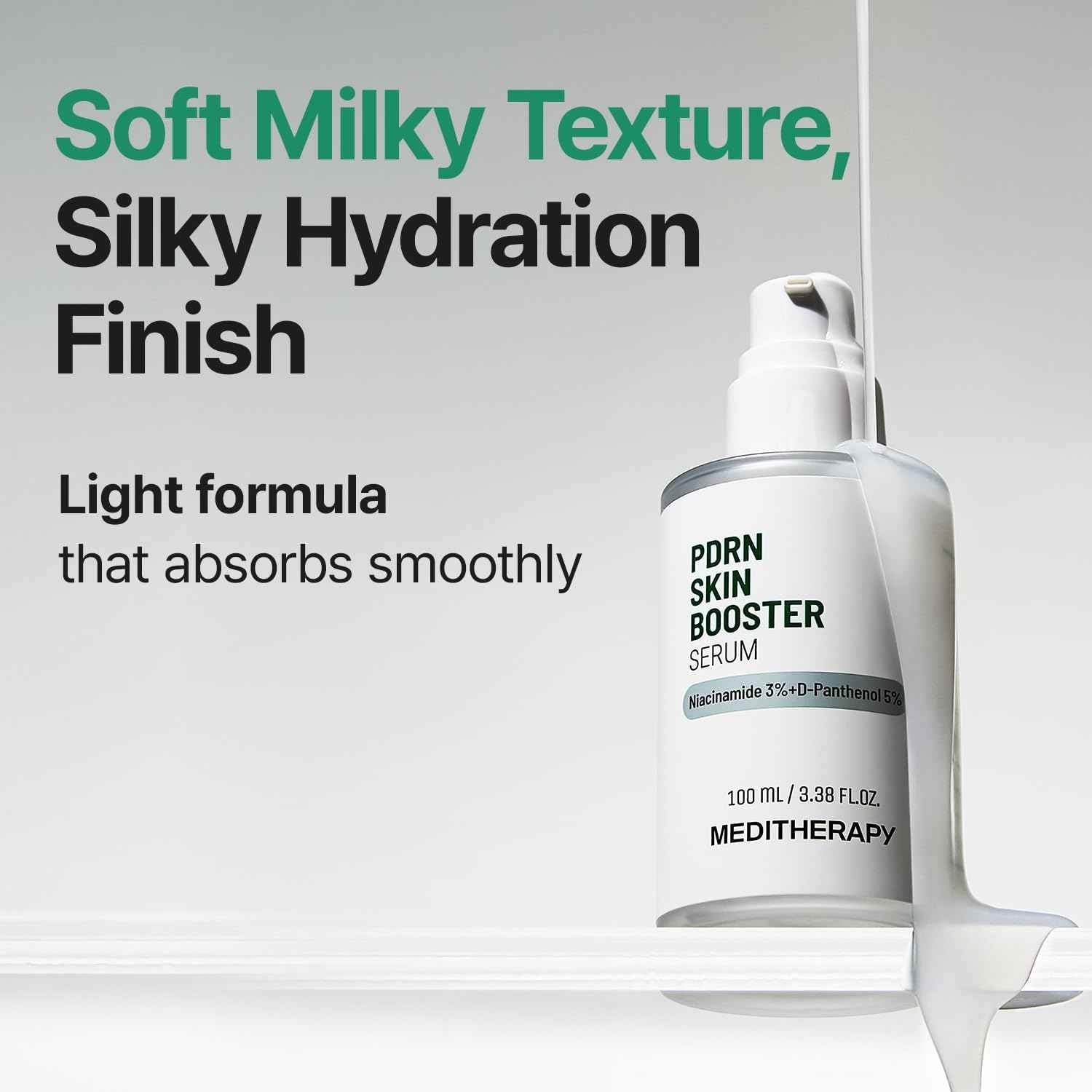 Meditherapy PDRN Skin Booster Serum – Centella PDRN & D-Panthenol for Redness Relief and Rejuvenation, Gentle Cica Facial Serum for Sensitive Care, Korean Skin Care, 100 ml (3.38 fl.oz)
