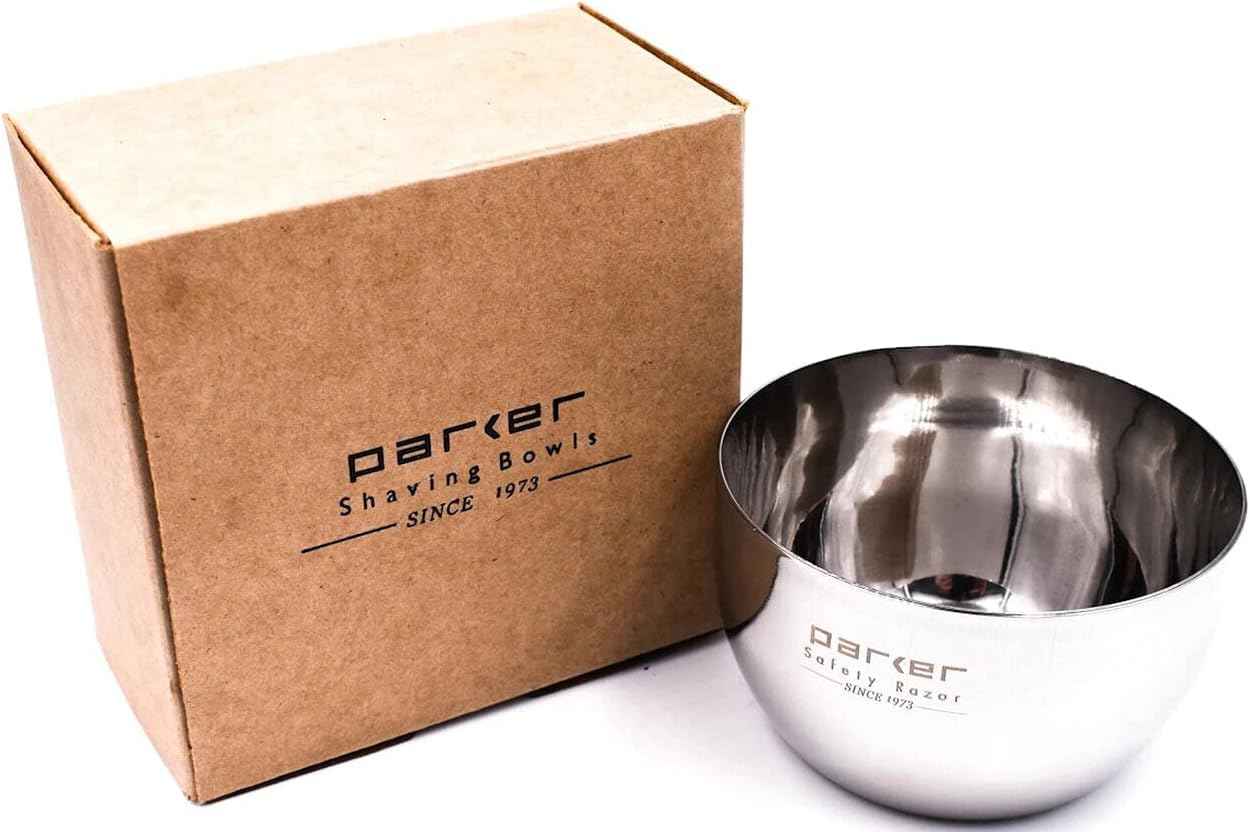 Parker Deluxe Unbreakable Stainless Steel Shaving Bowl – for use with your favorite Shave Soap or Lathering Shaving Cream