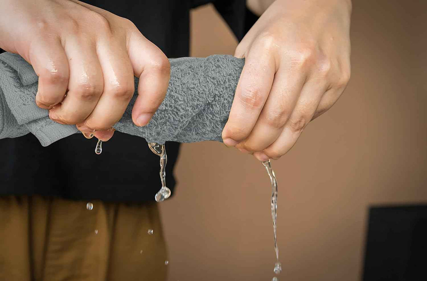 Softolle 100% Cotton Washcloths 24 Pack (12x12 Inches) Soft, Highly Absorbent Washcloth, Face Towels, Wash Cloths for Face, Ring Spun, Bulk Pack (White/L.Grey/D.Grey/Black)