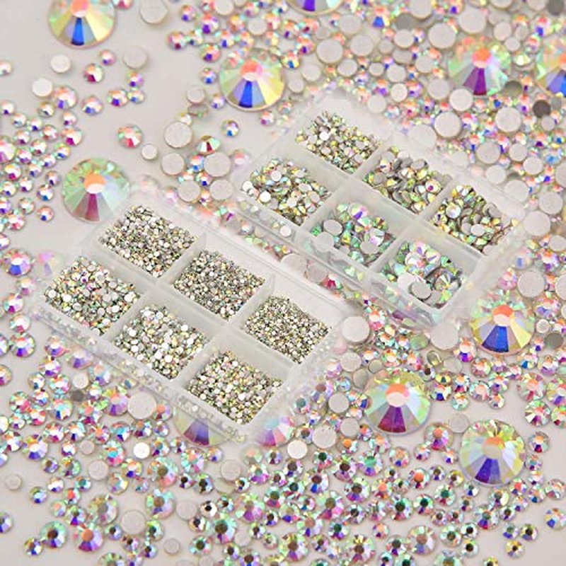 8000pc Non Hotfix Rhinestones 10 Sizes Glass Crystals Nail Art