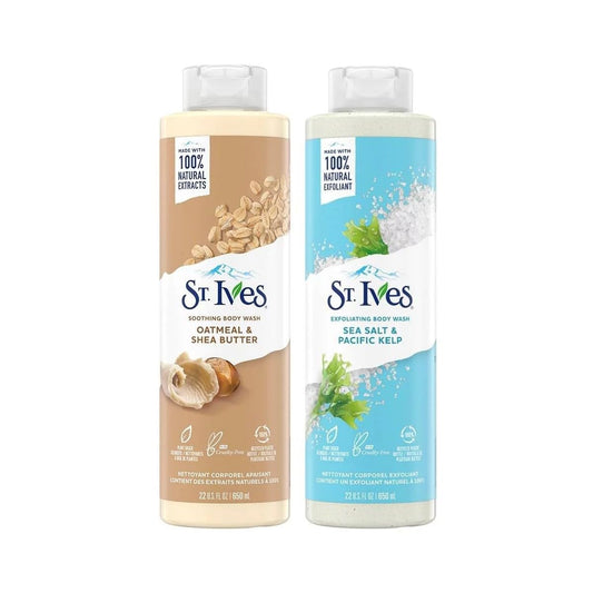 St Ives Body Wash Oats & Shea Butter, Sea Salt & Pacific Seaweed, Scrub, 100% Natural Extracts