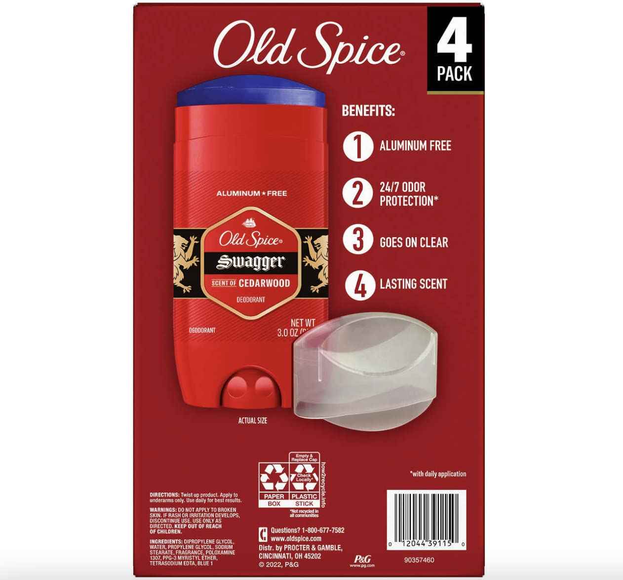 Old Spice Swagger Deodorant Aluminum Free 3 oz, 4-pack