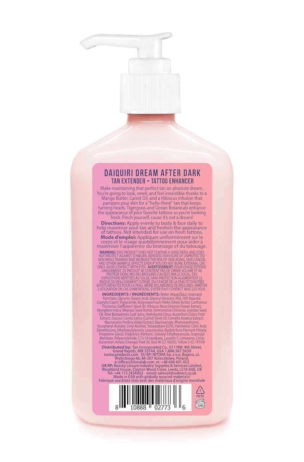 Brown Sugar Daiquiri Dream After Dark Tan Extender + Tattoo Enhancer Moisturizing Body Lotion w/Hibiscus - Helps Enhance Your Tan & Tattoos