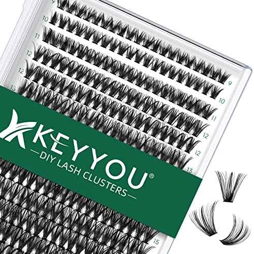 KEYYOU Lash Clusters 300pcs Individual Lashes 40D 0.07D Curl 9-18MIX DIY Eyelash Extension Large Tray Volume Soft&Natural Cluster Lashes(40D-0.07D,9-18MIX