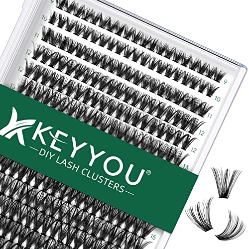 KEYYOU Lash Clusters 300pcs Individual Eyelash Extensions 9-18MM