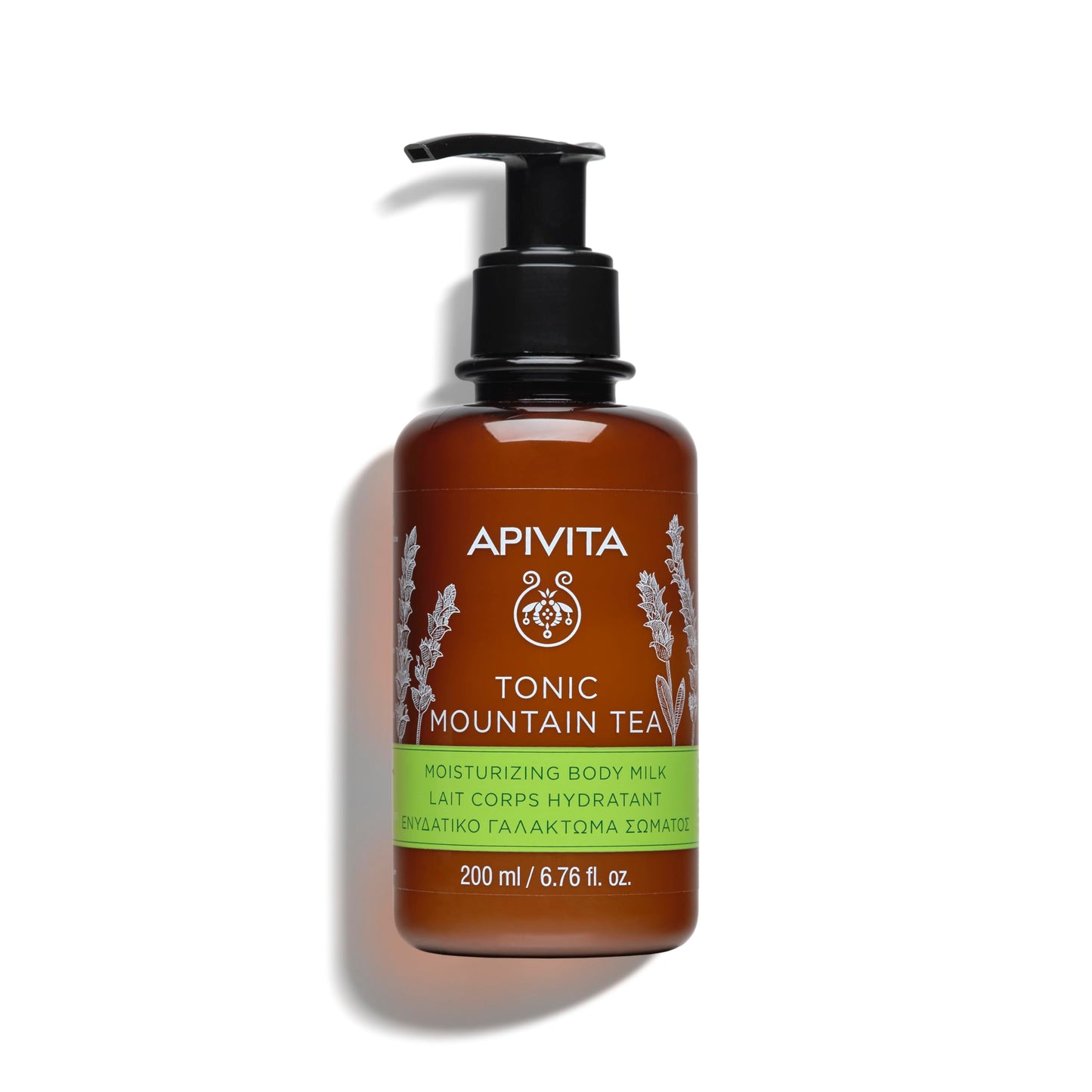 Apivita Tonic Mountain Tea Mousturizing Body Milk | Moisturizes, Softens Tones & Revitalizes with Mountain Tea & Propolis, 200 mL / 6.67 oz