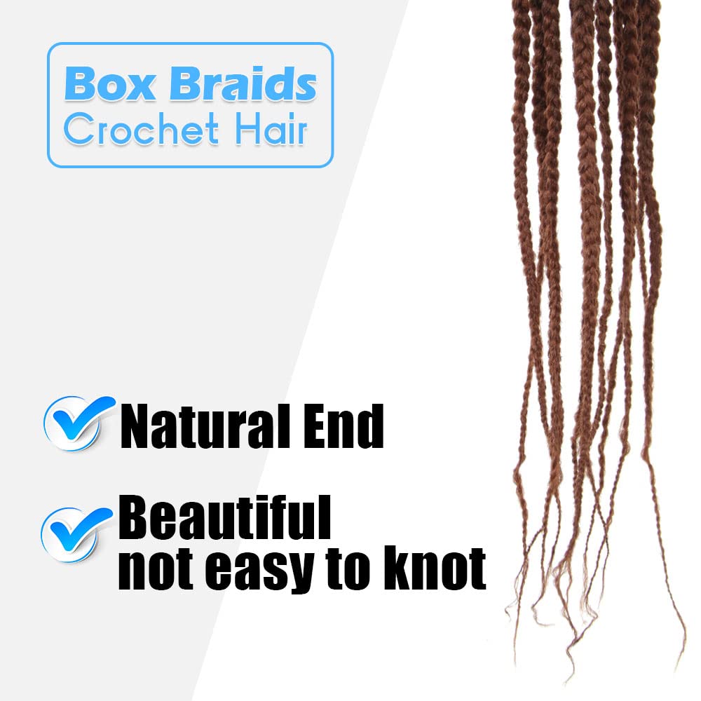 BOHOBABE Box Braids Crochet Hair 8 Inch 8 Packs Prelooped, Short 3X Knotless Crochet Box Braiding Hair (T30, Ombre Medium Dark Brown)