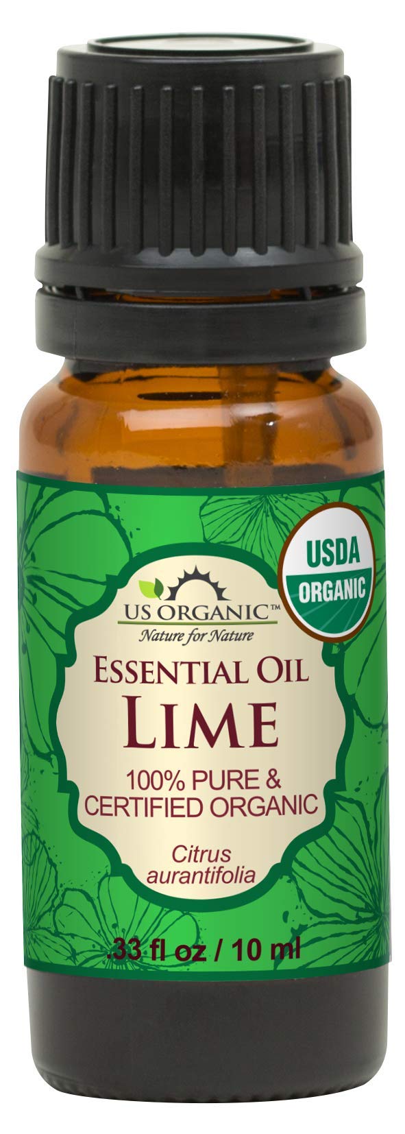 US Organic Lime Essential Oil - Certified Organic, Steam Distilled - W/Euro droppers (More Size Variations Available) (10 ml / .33 fl oz)