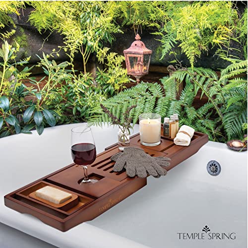 Expandable Bamboo Bathtub Tray with Book Stand