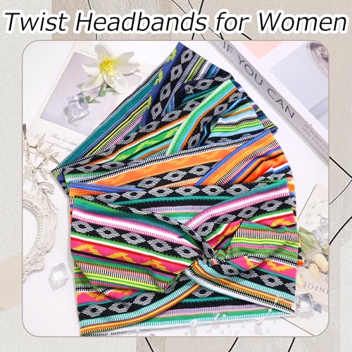 Boho Headbands for Women, 4-Pack Wide Stretch Hair Bands