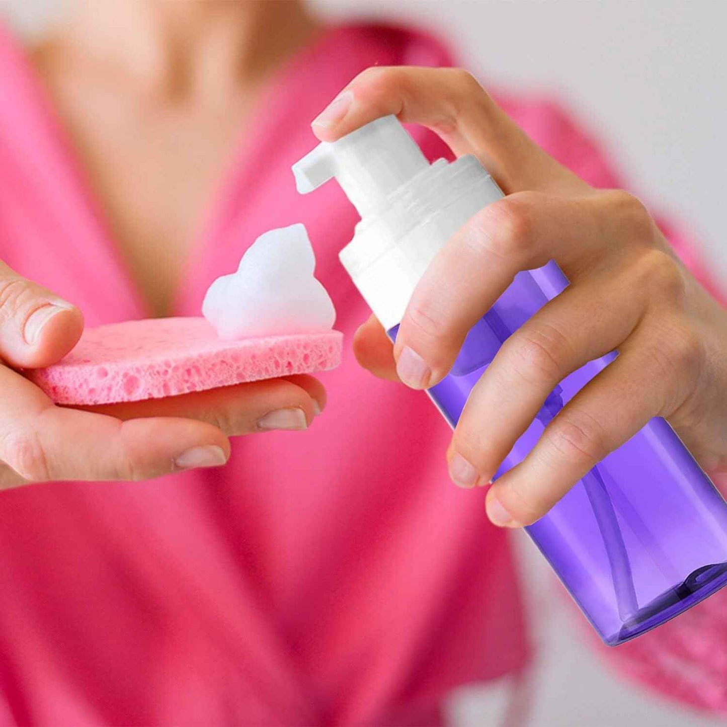 3-Pack Travel-Sized Foaming Pump Bottles - Empty Foaming Liquid Soap Dispensers - for Refillable Travel Hand Soap Shampoo Foaming Castile Cosmetics - BPA Free (100ml/3.3oz) (Purple)