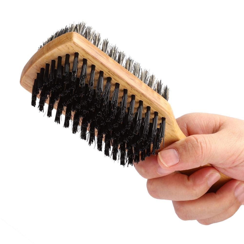 ZJchao Double Sided Beard Brush, Mustache Brush Double Sided Men's Brush Hair Brushes Facial Brush for Beard Care Bristle Nylon Mustache Comb with Wooden Handle Beard Grooming