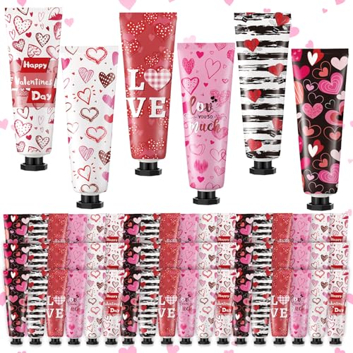 72 Pcs 12 Pcs Valentine¡®s Day Hand Cream Gift Set Love Heart Moisturizing Hand Lotion Bulk Small Dry Cracked Care Cream Valentine Gifts for Woman Men Teacher Nurse Coworker, 30 ml