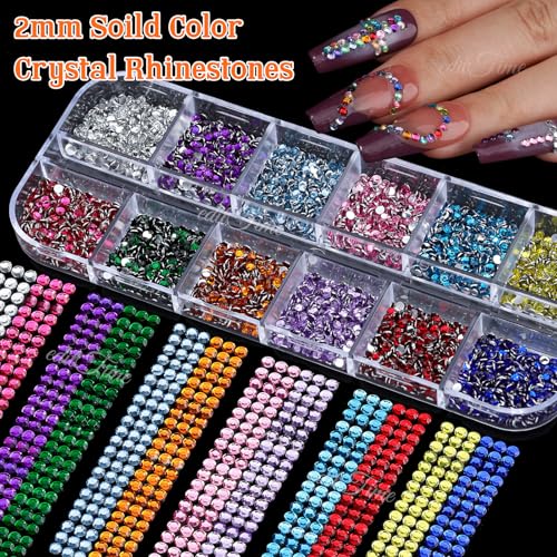 20000pcs 2mm Crystal Nail Rhinestones Kit with Storage Box