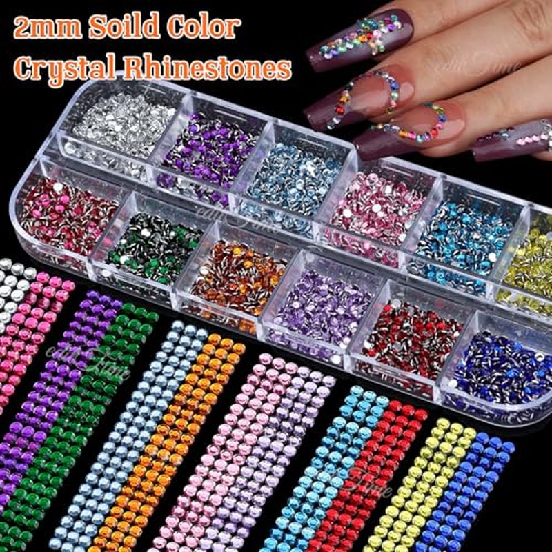 20000pcs 2mm Crystal Nail Rhinestones Kit with Storage Box