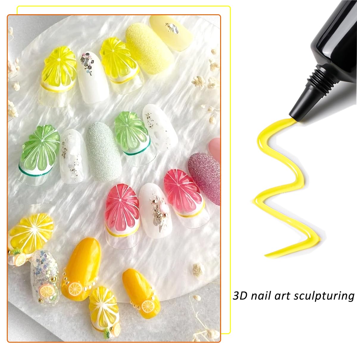 3D Sculpting Gel for Nail Art, 12 Colors Soft Modeling Nail Gel, Embossing Liner Nail Polish, Neon Green Yellow Pink Gel Polish Summer Nail Design, Wire Wave Painting Jelly Gel, Manicure Gel Kit