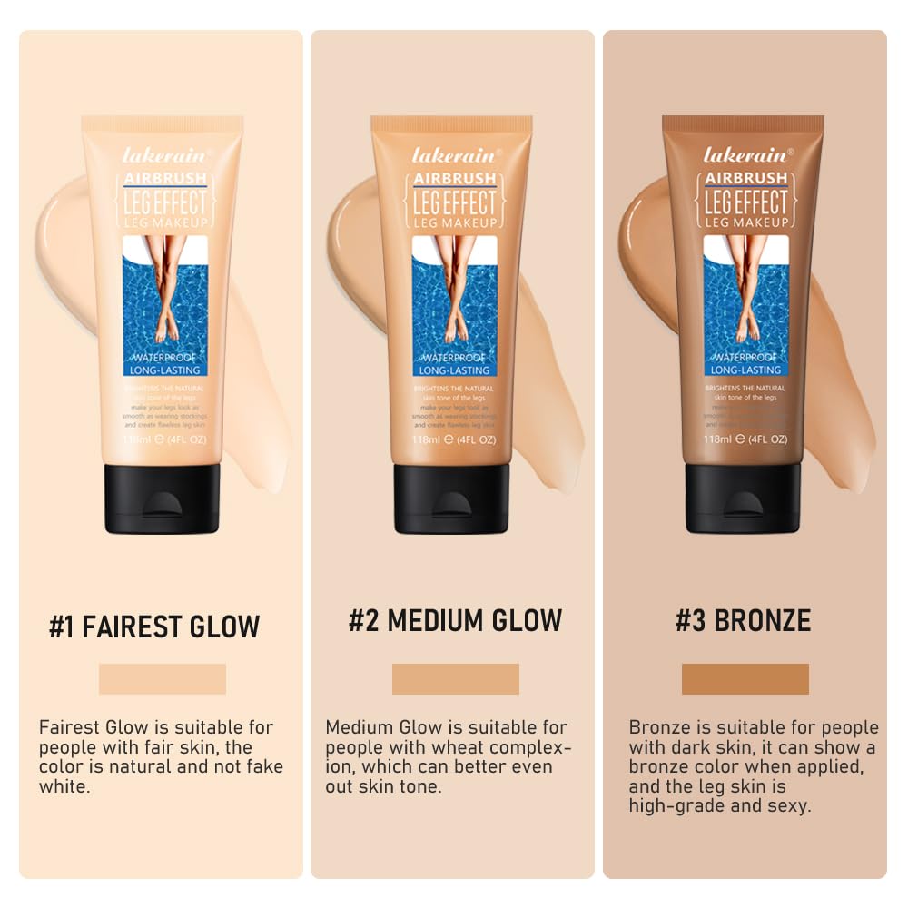 Legs Makeup Instant Makeover: Waterproof, No-Transfer Body & Leg Makeup Foundation -Long-Lasting Perfection for Irresistible Legs All Day (#3 BRONZE, 118ML)