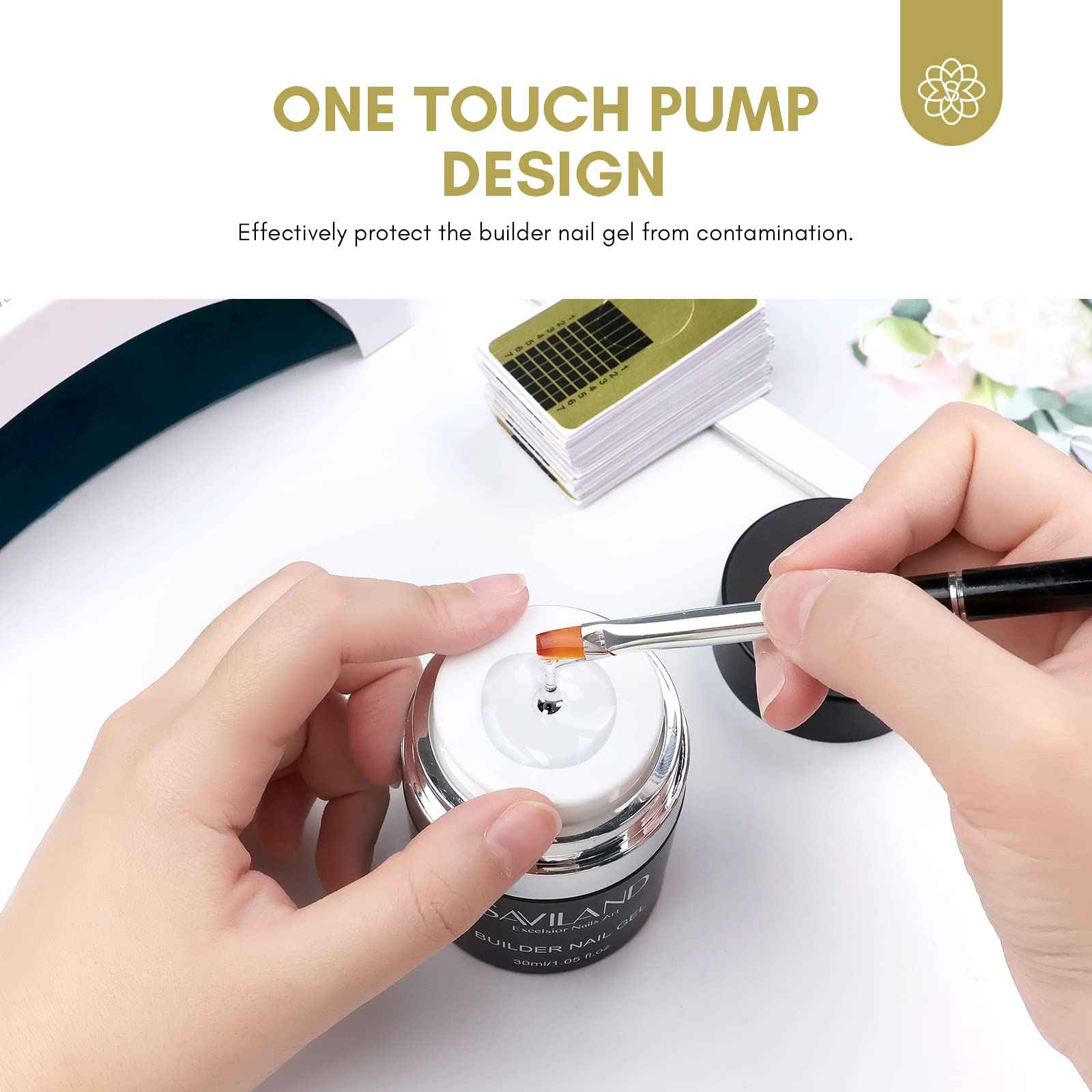 SAVILAND Builder Nail Gel with Air Cushion Design with 3 Pcs 15ml Vitamin E Ingredient Builder Nail Gel Base & Top Gel