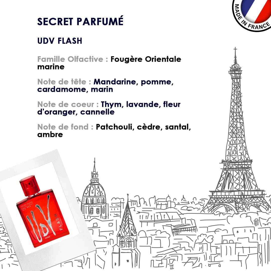 Udv Flash Eau De Toilette Spray For Men, 3.4 Ounce, Multi
