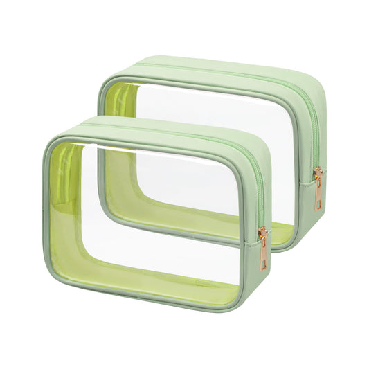 Ebbniur TSA Toiletry Bag Clear Makeup Bag Travel Essentials Cosmetic Bag for Men and Women Green 2Pcs