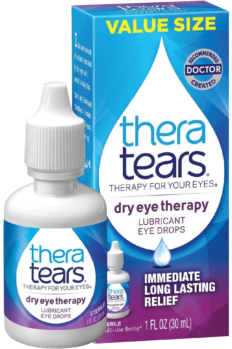 TheraTears SteriLid Eyelid Cleanser and Face Wash, for irritated eyes, 2 fl oz Spray & Dry Eye Therapy Eye Drops for Dry Eyes, 1.0 Fl Oz