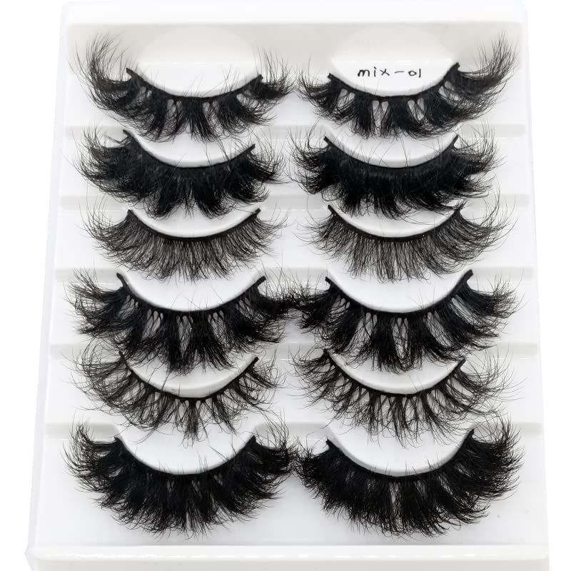 6 Pairs Cat-Eye Fluffy False Eyelashes - 8D Wispy Mink Lashes