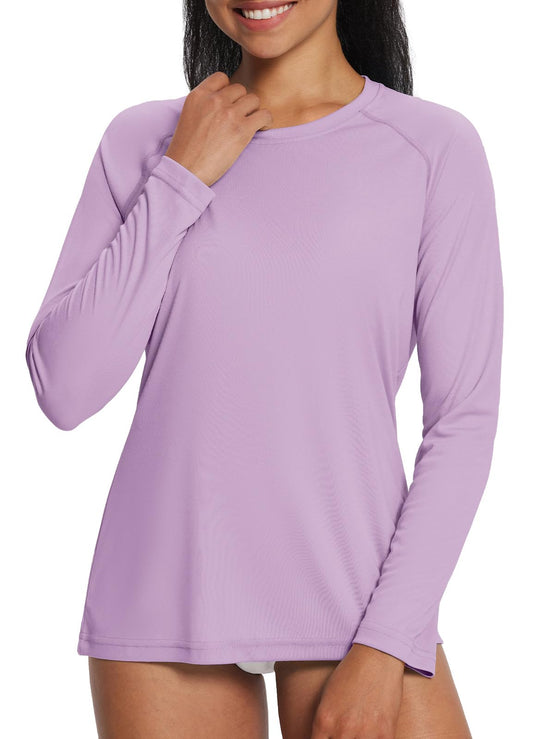 BALEAF Women's Long Sleeve Shirts UPF 50+ Sun Protection SPF Quick Dry Lightweight T-Shirt Outdoor Hiking Runing Fishing Purple Size M