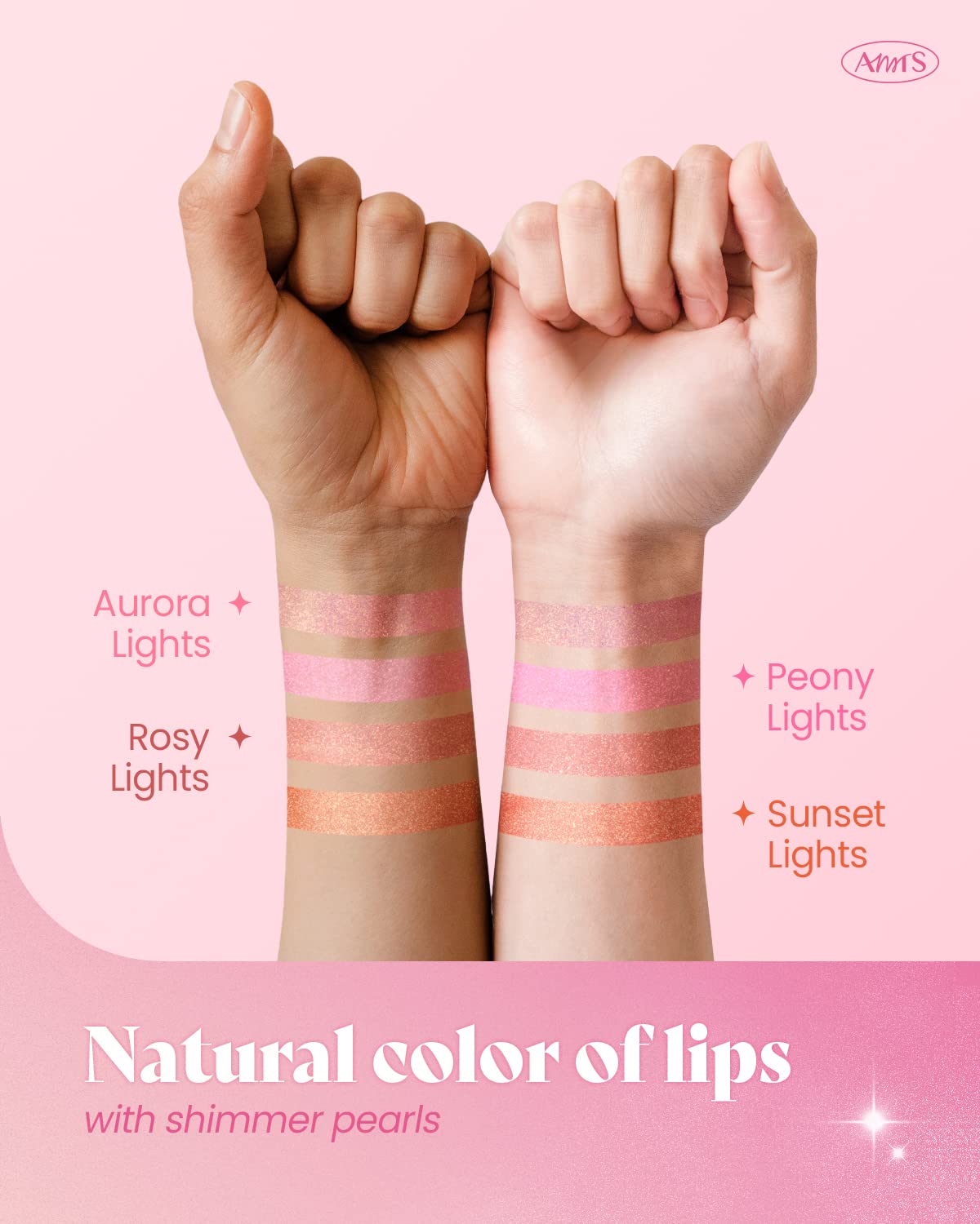 AMTS Tinted Moisture Color Lip Balm - Aurora Lights | Hydrating Glitter Lipstick | Pearl Shimmering Daily Lip Makeup for dry, cracked, chapped lips | korean beauty Moisture Lip Tint