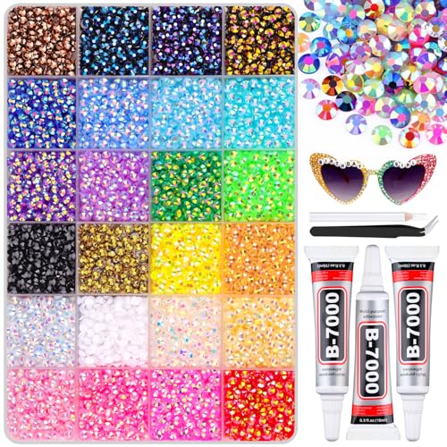 12600 Pcs 4mm Resin Rhinestones with B7000 Glue for DIY Crafts
