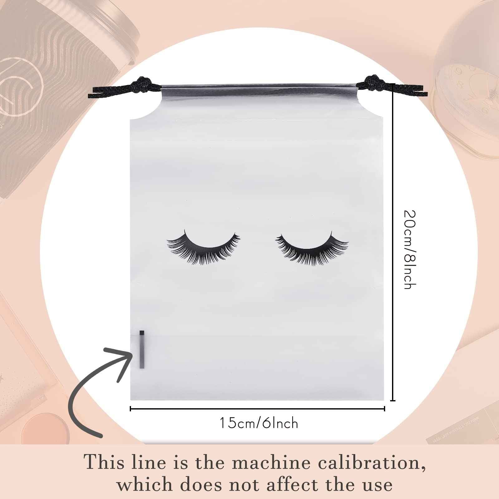 Shappy 50 Pcs Eyelash Aftercare Bags Eyelash Aftercare Plastic Makeup Bags with Drawstring Beauty Gift Cosmetic Sample Pouch for Women Girls Business Supplies(6 x 8 Inches,White)