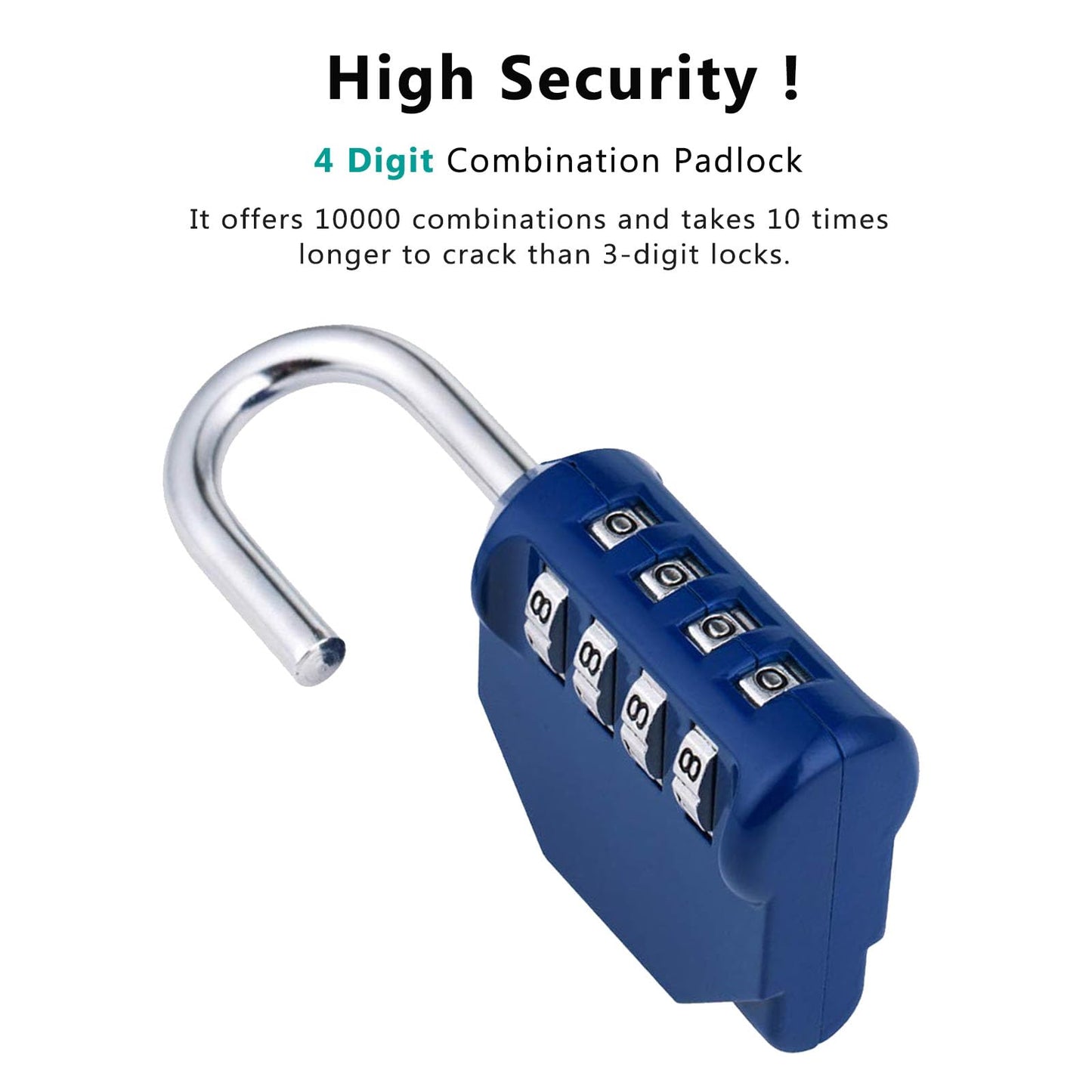 ZHEGE Combination Lock 2 Pack, 4 Digit Padlock for Gym, Employee, School, Fence. Hasp Cabinet & Storage - Set Your Own Keyless Resettable Combo