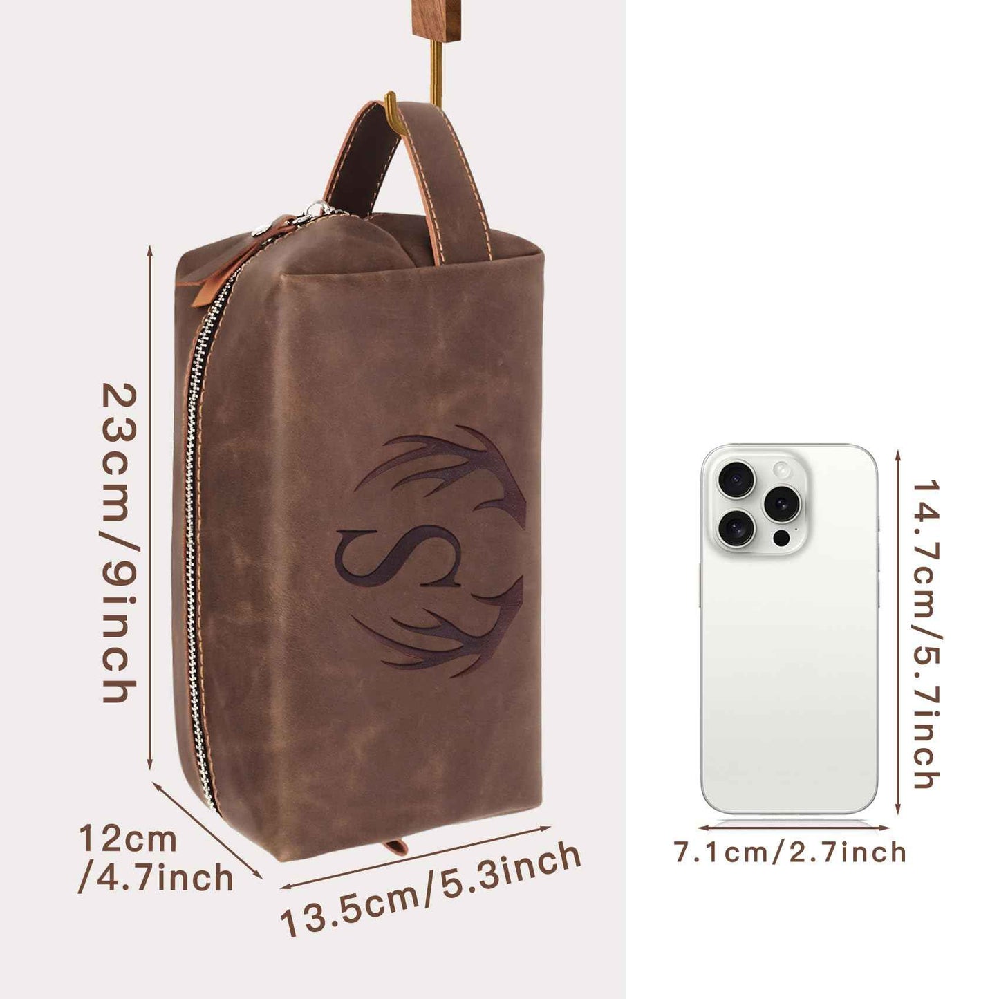 Aganmi Mens Toiletry Bag Personalized Easter Fathers Day Birthday Gifts for Men Him Initial PU Leather Waterproof Shaving Bag for Toiletries Accessories Travel Essential for Dad Husband Boyfriend (M)