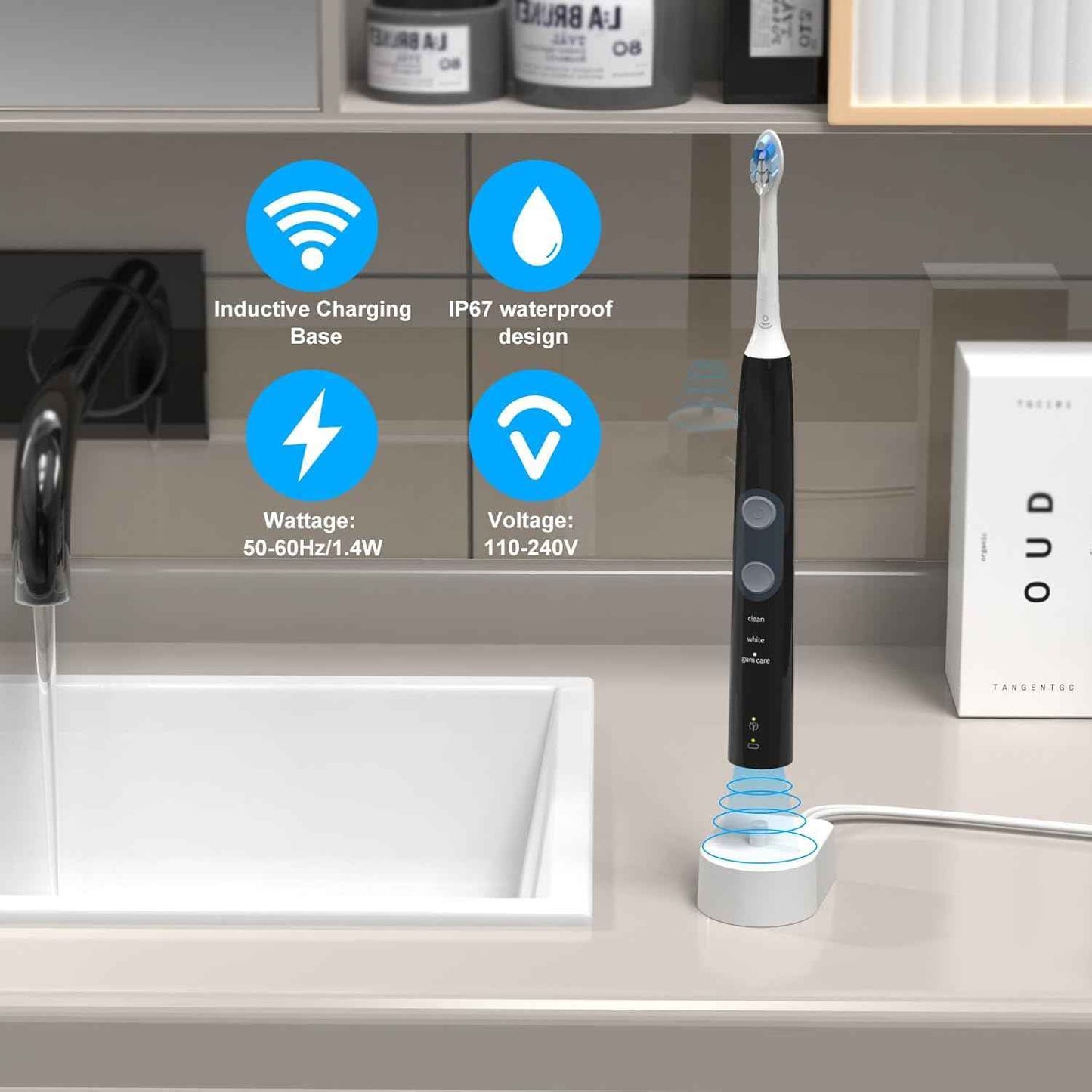 BENSN Charger Base Compatible with Philips Sonicare Electric Toothbrush 4100 5300 5100 1100 2100 3100 6500 7500, 3000 4000 5000 6000 8000 9000 Series, Waterproof Power Cord