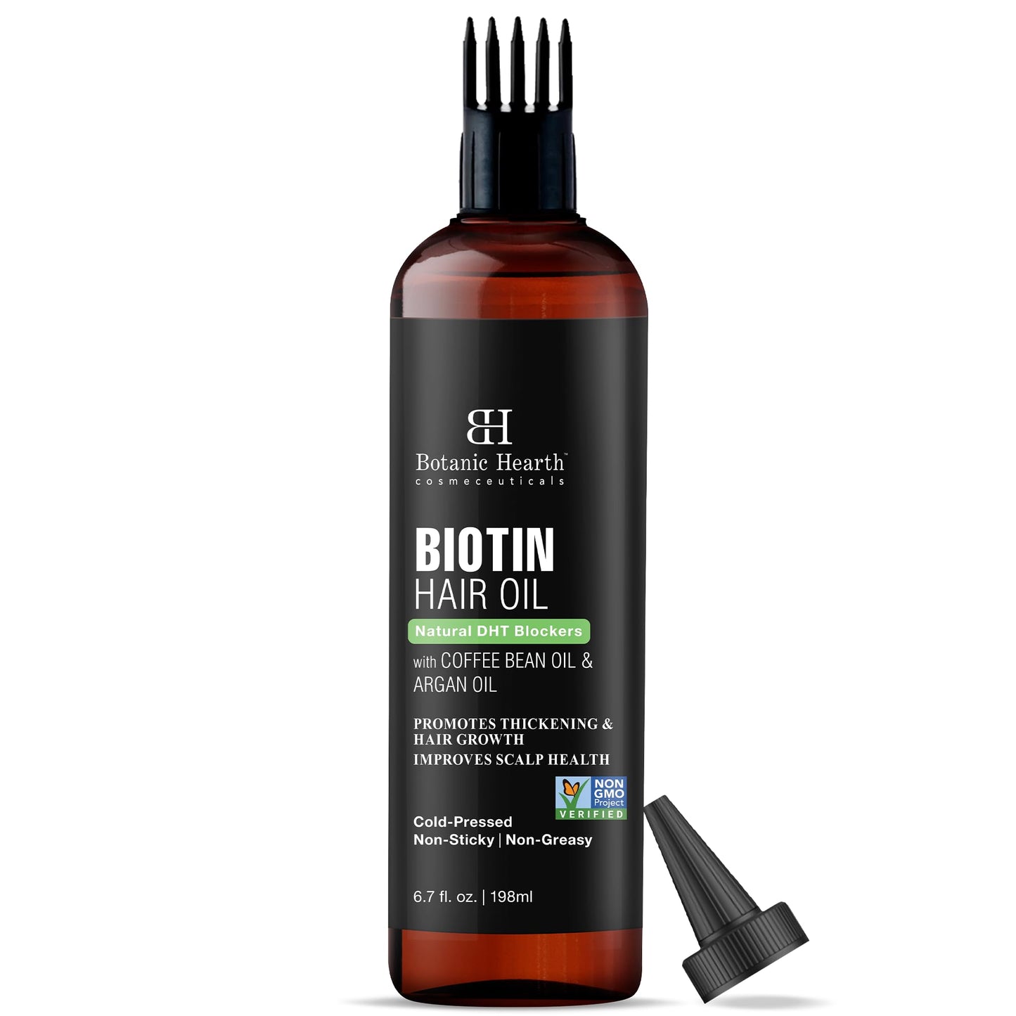 Botanic Hearth Biotin Hair Oil For Hair Growth Infused With Coffee Bean Oil & Argan Oil | Hair Strenghtening Treatment | Nourishing & Volumizing | Non GMO Verified | 6.7 fl oz