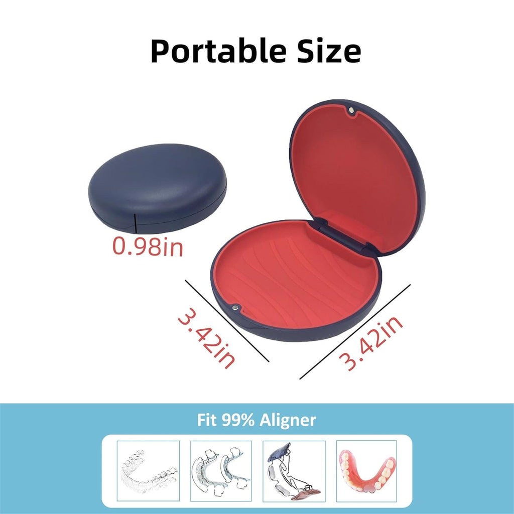 Retainer Case,Cute Slim Aligner Case Compatible with Invisalign,Customized Magnetic Closure Orthodontic Retainer Case (2 Pack Black + Blue Silicone)