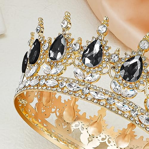 Gold Crystal Queen Crown Tiara with Rhinestones