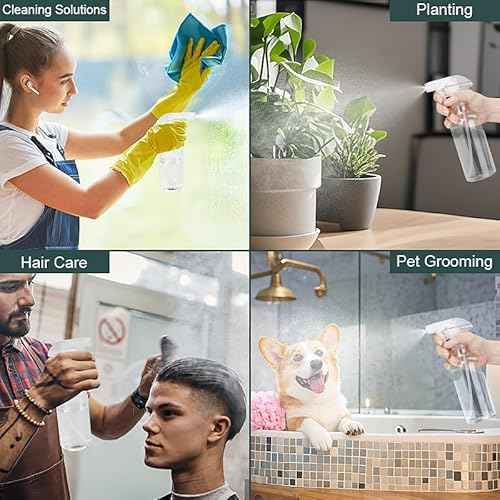Spray Bottles 12oz Plastic Spray Bottle for Hair Mist/Stream Heavy Duty Empty Spray Bottles for Cleaning Solutions, Plants (12oz-Clear)