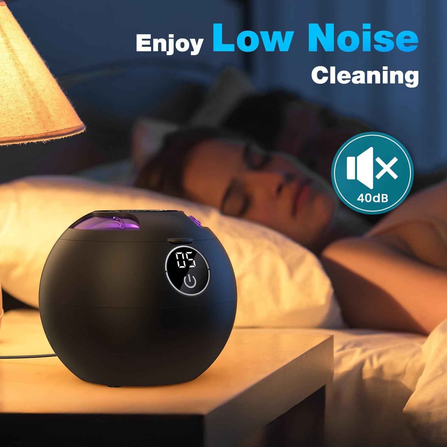 Ultrasonic Retainer Cleaner Machine,45kHz Ultrasonic Cleaner,360°Cleaning for Dentures,Aligner,Mouth Guard,Jewelry,Braces,Toothbrush Heads with 200 ML Dental Cleaning Pod, 3 Modes,Black