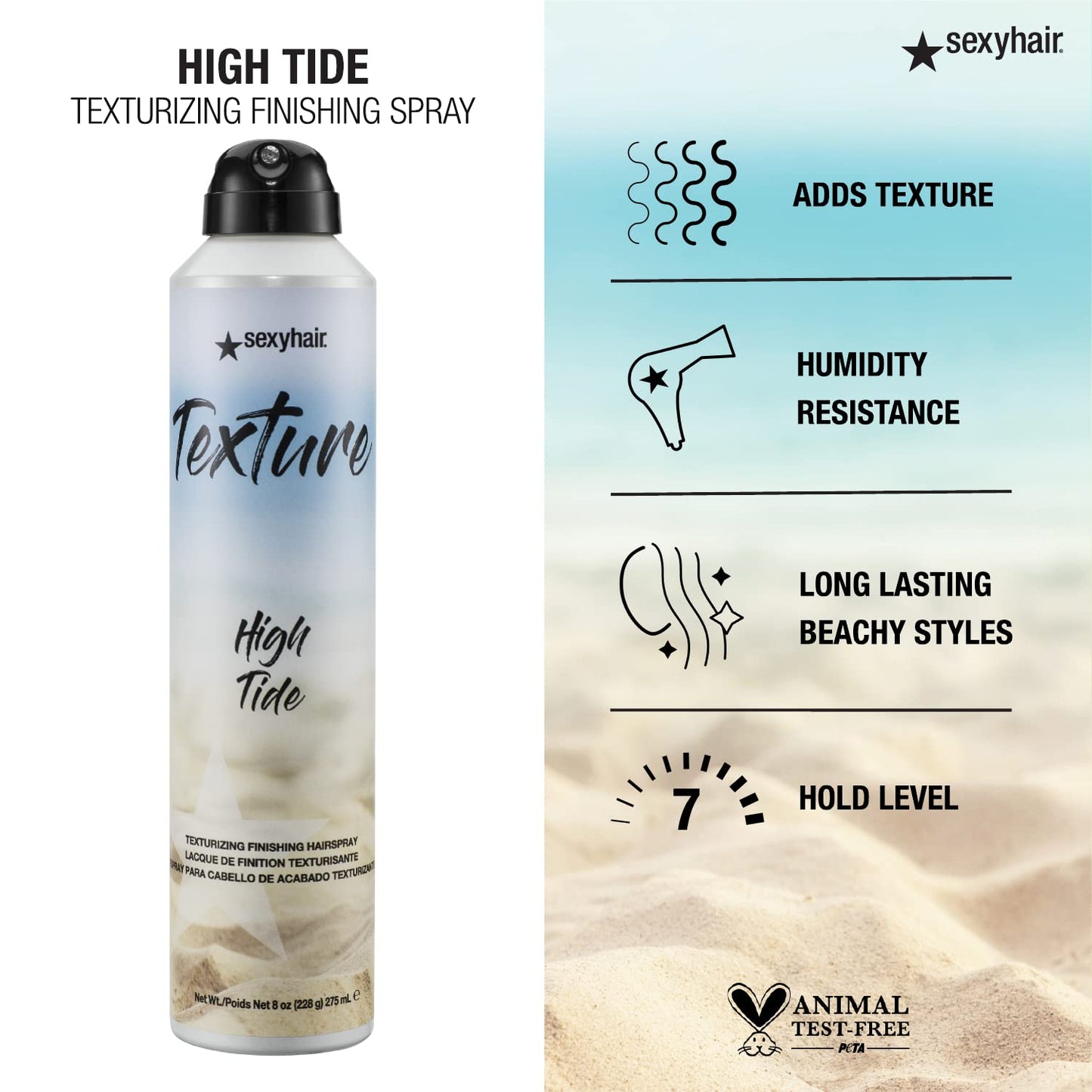 SexyHair Texture High Tide Texturizing Finishing Hairspray, 8 Oz | Maintains Natural Shine | Up to 24 Hour Humidity Resistance | All Hair Types