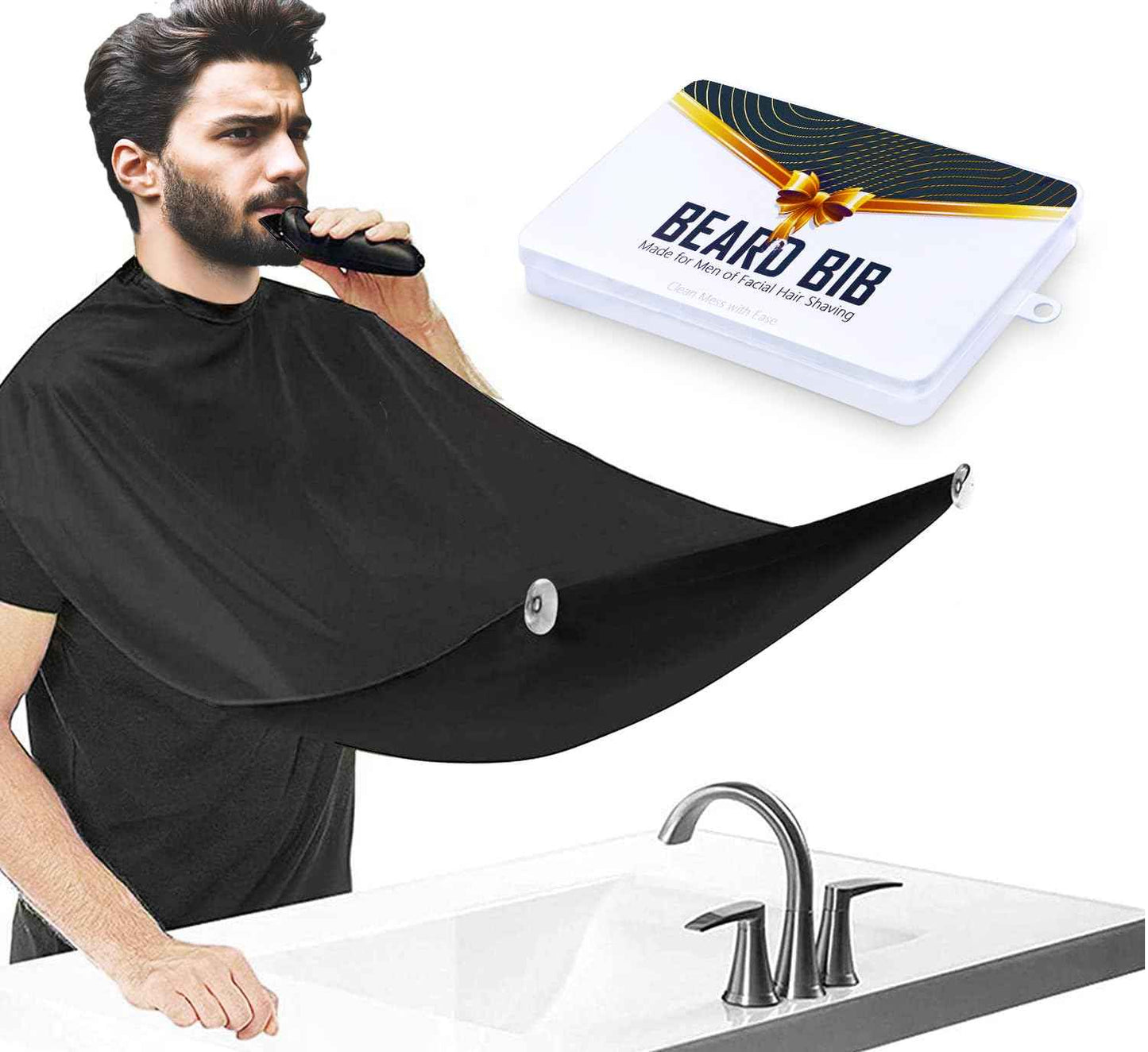 ztarraum Beard Bib Beard Apron, Beard Gather，Shaving and Trimming, Non-Stick Grooming Cloth with 2 Suction Cups, Best Gifts for Men,Valentine's Day Gift