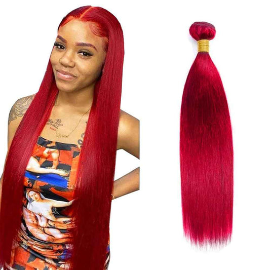 Burgundy Straight Bundles Red Human Hair Bundles Brazilian Grade 8A Virgin Hair 28 Inch Red Human Hair Bundle 100g/Pc